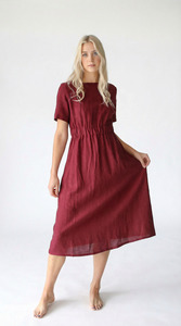 Dresses: Ava Linen Dress | Berry