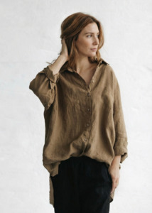 Linen Boyfriend Shirt | Sahara