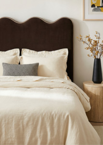 Piped Edge Headboard | Upholstered Bedhead Espresso