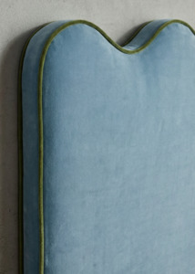 Piped Edge Headboard | Upholstered Bedhead -Powder Blue