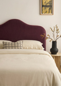 Piped Edge Headboard | Upholstered Bedhead -Plum