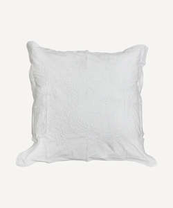 Euros: Embroidered Cotton Euro Covers - White