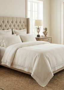 Duvet Covers: French Flax Linen Duvet Cover - Ecru