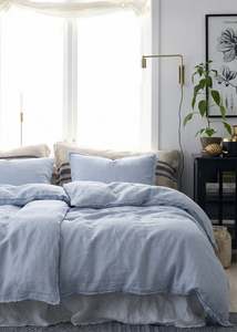 Bedroom Collection: French Linen Duvet Cover - Soft Blue