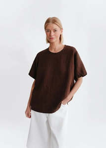 Hirokko Linen Top - Brown