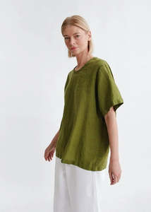 Tops: Hirokko Linen Top - Olive