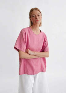 Tops: Hirokko Linen Top - Blossom Pink