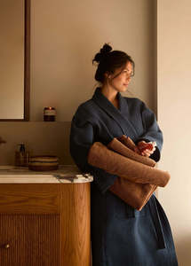 Spa Waffle Bathrobe | Indigo
