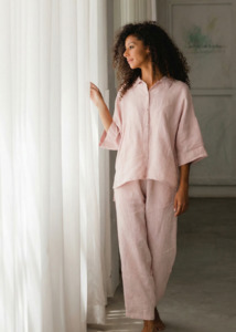 Linen pajama set - Pink