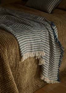 Linen Throw | Indigo Stripe