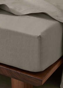 French Flax Linen Fitted Sheet | Pebble