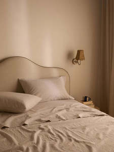 Linen & Cotton Sheet Set - Khaki Stripe