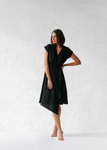 Dresses: Wrap around Linen Dress | Black