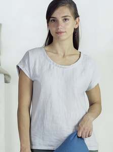 Tops: Linen T-Shirt | Light Grey