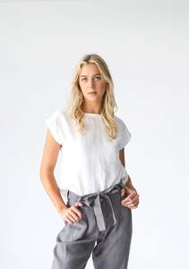Tops: Linen T-Shirt | Milky White