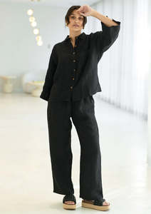 Pants: Loungewear Linen Pants | Black