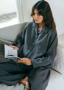 Sleepwear: Olivia Linen Set | Charcoal