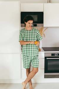All Mens Fashion: Billy Linen Set | Green Gingham