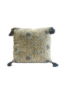 Cushions Throws: Artisan Spring Hand-Blocked Linen Cushion