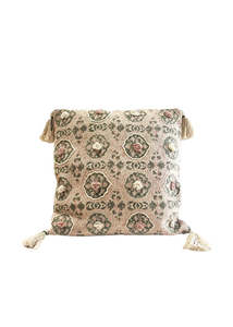 Cushions Throws: Artisan Blush Hand-Blocked Linen Cushion
