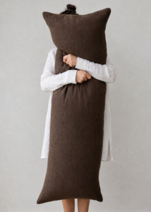 Cushions Throws: Chocolate Linen Body Pillow | Made In New Zealand