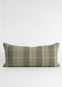 Cushions Throws: Ralph Plaid Lumbar Cushion - Eucalyptus