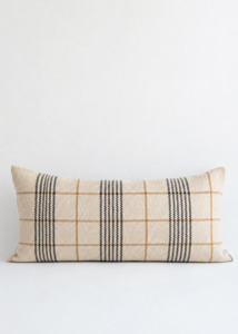 Cushions Throws: Ralph Plaid Lumbar Cushion - Natural