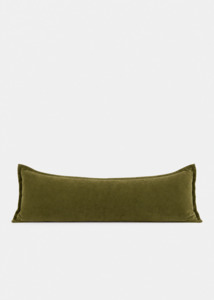 Cushions Throws: Grand Velvet Lumbar Cushion - Moss