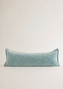Cushions Throws: Grand Velvet Lumbar Cushion - Powder Blue