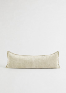 Cushions Throws: Grand Velvet Lumbar Cushion - Ecru