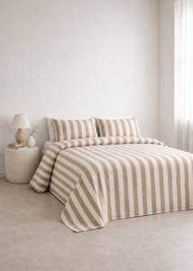 Quilts Bed Covers: Bari Stripe Comforter  - Taupe