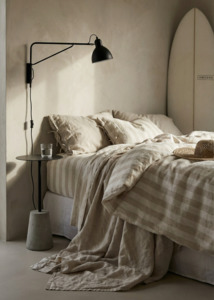 Made In Europe: Linen Duvet Cover Set | Wide Beige Stripe