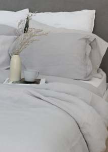 Premium Linen Collection: Linen Pillowcases | Dove Grey