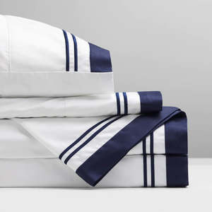 Hotel Luxury Bedding: Manhattan Flat Sheet Set | Navy