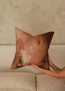 Blush & Pistachio Linen Cushion - 50cm x 50cm
