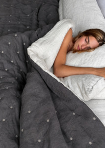 Quilts Bed Covers: Linen Quilt | Charcoal | Made in Italy