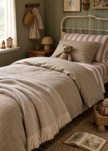 Bramble Green Children's Duvet Cover | Pure Flax Linen