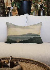 Linen Cushions: Island At Dusk Printed Cushion Cover