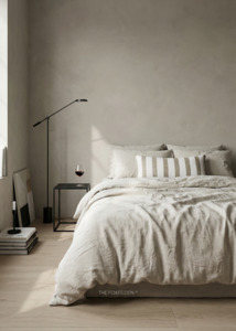 Duvet Covers: Heavy Linen Duvet Cover | Chalk