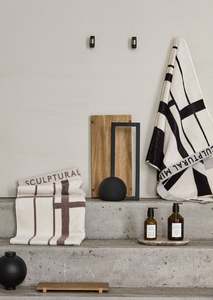 Bathroom: Minimal Bath Towel | Black & Off White | Kristina Dam Studio
