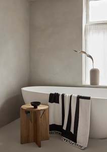Bathroom: Minimal Bath Sheet | Black & Off White | Kristina Dam Studio