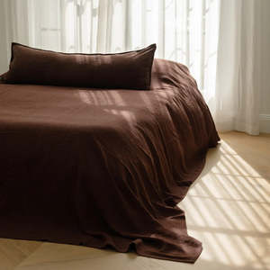 Linen Bed Cover | Chocolate