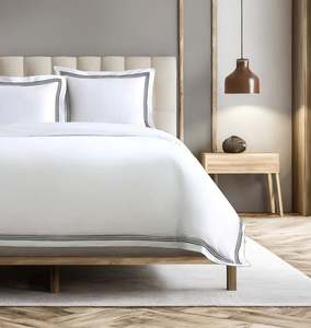 Cotton: Cotton Sateen Duvet Cover - Black Embroidery