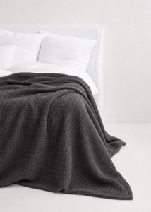 Charcoal Waffle Blanket – Made in Europe