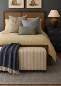Throws Blankets: Navy Herringbone Wool Throw