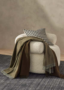 Throws Blankets: Kelp & Olive Throw Blanket | 100% New Zealand Wool