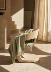 Throws Blankets: Thyme Throw Blanket - 100% New Zealand Wool