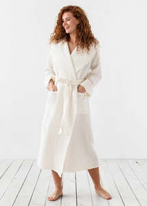 Spa Waffle Bathrobe — White