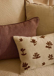 Fleur Embroidered Cushion | Nougat