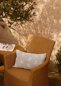 Fleur Embroidered Cushion - Sky